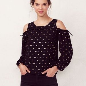 LC Lauren Conrad Bee Cold Shoulder Top Metallic XS